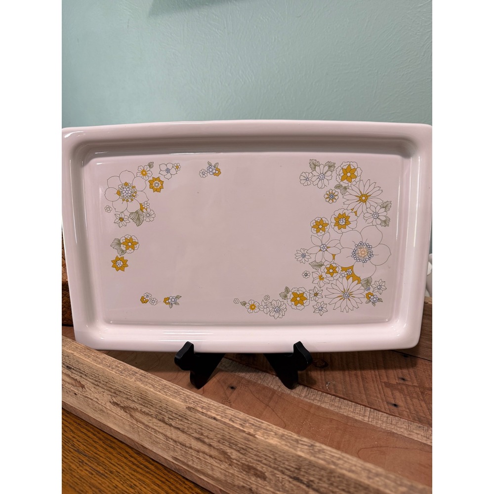 Vintage Corning Ware Daisy P-35-B Rectangular Serving Platter 16" Yellow Floral